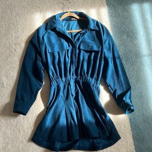 Long sleeve cinch waist dress